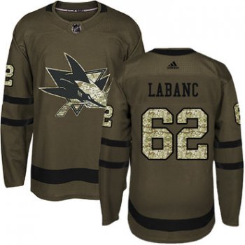 Adidas San Jose Sharks #62 Kevin Labanc Green Salute to Service Stitched Youth NHL Jersey