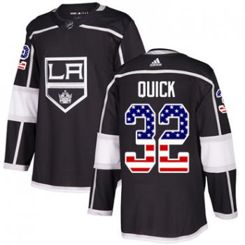 Adidas Los Angeles Kings #32 Jonathan Quick Black Home Authentic USA Flag Stitched Youth NHL Jersey