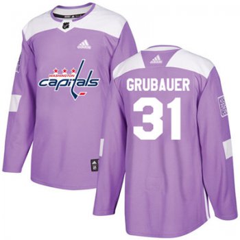 Adidas Washington Capitals #31 Philipp Grubauer Purple Authentic Fights Cancer Stitched Youth NHL Jersey