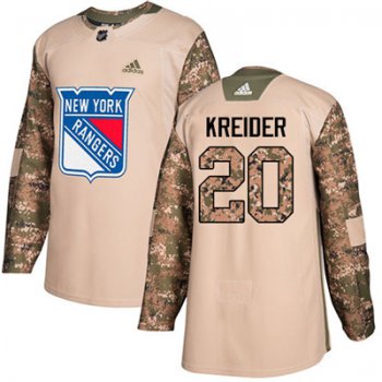 Adidas Detroit Rangers #20 Chris Kreider Camo Authentic 2017 Veterans Day Stitched Youth NHL Jersey