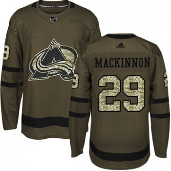 Adidas Avalanche #29 Nathan MacKinnon Green Salute to Service Stitched Youth NHL Jersey