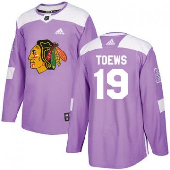 Adidas Blackhawks #19 Jonathan Toews Purple Authentic Fights Cancer Stitched Youth NHL Jersey