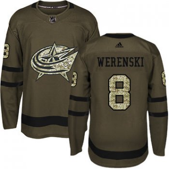 Adidas Blue Jackets #8 Zach Werenski Green Salute to Service Stitched Youth NHL Jersey