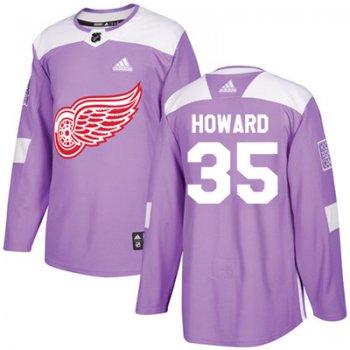 Adidas Detroit Red Wings #35 Jimmy Howard Purple Authentic Fights Cancer Stitched Youth NHL Jersey