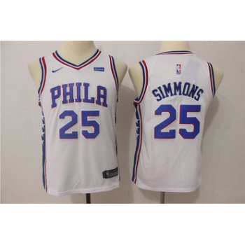 Nike 76ers 25 Ben Simmons White Youth Nike Swingman Jersey