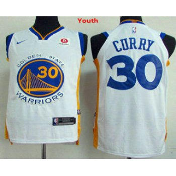 Youth Golden State Warriors #30 Stephen Curry White 2017-2018 Nike Swingman Rakuten Stitched NBA Jersey