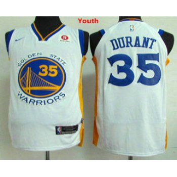 Youth Golden State Warriors #35 Kevin Durant White 2017-2018 Nike Swingman Rakuten Stitched NBA Jersey