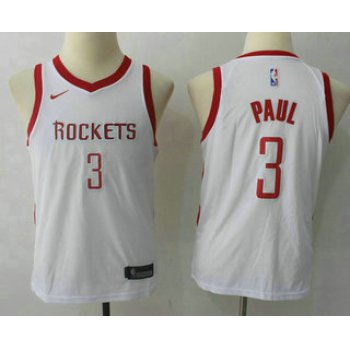 Youth Houston Rockets #3 Chris Paul New White 2017-2018 Nike Swingman Stitched NBA Jersey