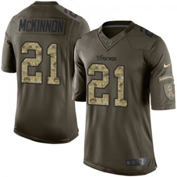 Youth Nike Minnesota Vikings #21 Jerick McKinnon Green Stitched NFL Limited 2015 Salute to Service Jersey