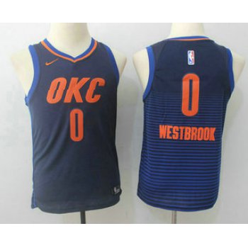 Youth Oklahoma City Thunder #0 Russell Westbrook Navy Blue 2017-2018 Nike Swingman Stitched NBA Jersey