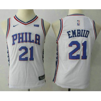 Youth Philadelphia 76ers #21 Joel Embiid White 2017-2018 Nike Swingman Stubhub Stitched NBA Jersey