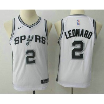 Youth San Antonio Spurs #2 Kawhi Leonard White 2017-2018 Nike Swingman Stitched NBA Jersey