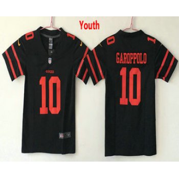 Youth San Francisco 49ers #10 Jimmy Garoppolo Black 2017 Vapor Untouchable Stitched NFL Nike Limited Jersey