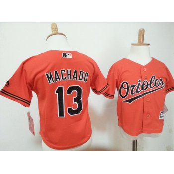 Toddler Baltimore Orioles #13 Manny Machado Orange MLB Majestic Baseball Jersey