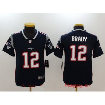 Youth New England Patriots #12 Tom Brady Navy Blue 2017 Vapor Untouchable Stitched NFL Nike Limited Jersey