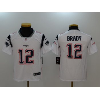 Youth New England Patriots #12 Tom Brady White 2017 Vapor Untouchable Stitched NFL Nike Limited Jersey