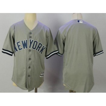 Youth New York Yankees Blank Gray Road Stitched MLB Majestic Cool Base Jersey