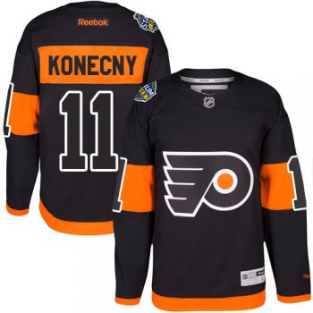 Flyers #11 Travis Konecny Black 2017 Stadium Series Stitched Youth NHL Jersey