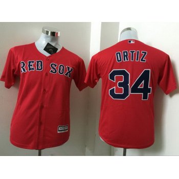 Youth Boston Red Sox #34 David Ortiz Name Red Stitched MLB Majestic Cool Base Jersey