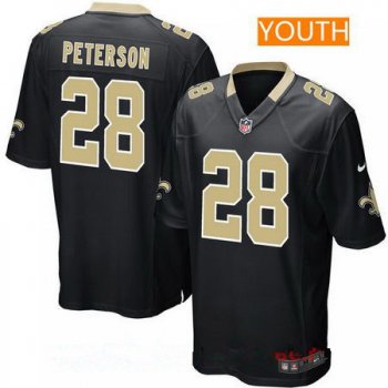 Youth New Orleans Saints #28 Adrian Peterson Nike Black Game Jersey