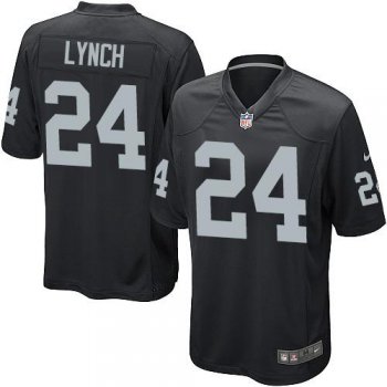 Youth Nike Raiders #24 Marshawn Lynch Black Team Color Stitched NFL Elite Jersey