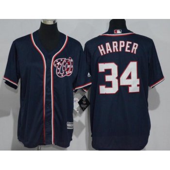 Youth Washington Nationals #34 Bryce Harper Navy Blue Stitched MLB Majestic Cool Base Jersey