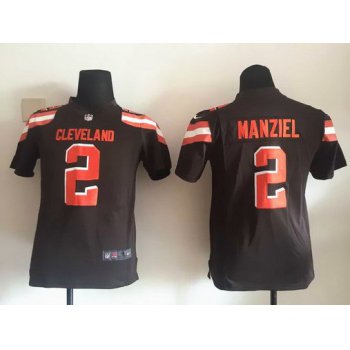 Youth Cleveland Browns #2 Johnny Manziel Brown Team Color 2015 NFL Nike Game Jersey