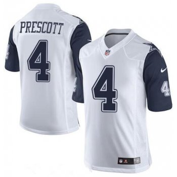 Youth Dallas Cowboys #4 Dak Prescott White 2015 Color Rush Stitched NFL Nike Game Jersey