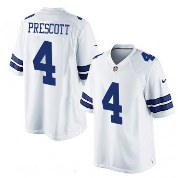 Youth Dallas Cowboys #4 Dak Prescott White Road Stitched NFL Nike Game Jersey