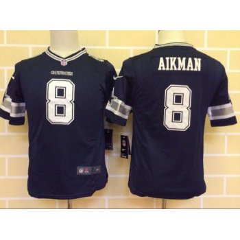 Youth Dallas Cowboys #8 Troy Aikman Navy Blue Team Color NFL Nike Game Jersey