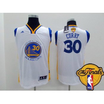 Youth Golden State Warriors #30 Stephen Curry White 2016 The NBA Finals Patch Jersey