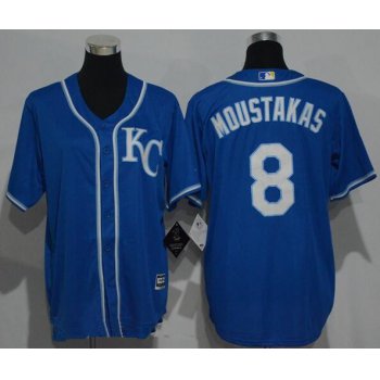 Youth Kansas City Royals #8 Mike Moustakas Navy Blue KC Stitched MLB Majestic Cool Base Jersey