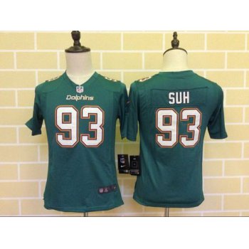 Youth Miami Dolphins #93 Ndamukong Suh Aqua Green Team Color NFL Nike Game Jersey