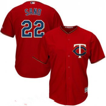 Youth Minnesota Twins #22 Miguel Sano Majestic Scarlet Red Alternate Cool Base Stitched MLB Jersey