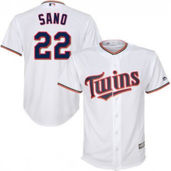 Youth Minnesota Twins #22 Miguel Sano Majestic White Home Cool Base Stitched MLB Jersey