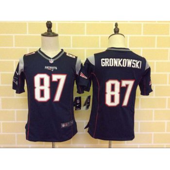 Youth New England Patriots #87 Rob Gronkowski Navy Blue Team Color 2015 NFL Nike Game Jersey