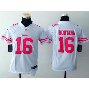 Youth San Francisco 49ers #16 Joe Montana White Retired Player NFL Nike Game Jersey