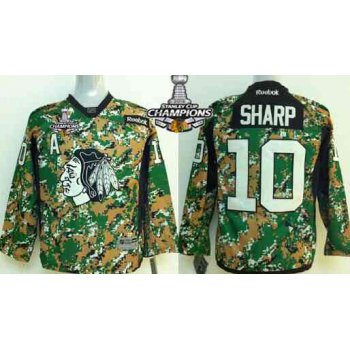 Chicago Blackhawks #10 Patrick Sharp 2014 Camo Kids Jersey W/2015 Stanley Cup Champion Patch