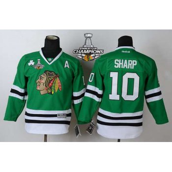 Chicago Blackhawks #10 Patrick Sharp Green Kids Jersey W/2015 Stanley Cup Champion Patch