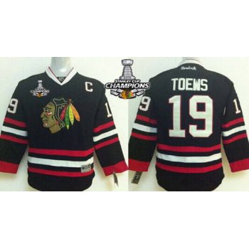 Chicago Blackhawks #19 Janathan Toews Black Kids Jersey W/2015 Stanley Cup Champion Patch