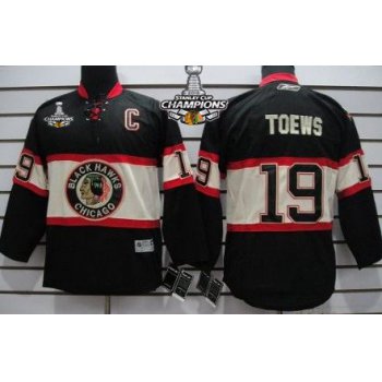 Chicago Blackhawks #19 Janathan Toews Black Third Kids Jersey W/2015 Stanley Cup Champion Patch