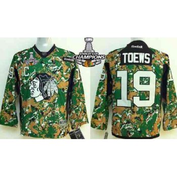 Chicago Blackhawks #19 Jonathan Toews 2014 Camo Kids Jersey W/2015 Stanley Cup Champion Patch