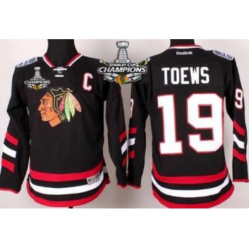 Chicago Blackhawks #19 Jonathan Toews 2014 Stadium Series Black Kids Jersey W/2015 Stanley Cup Champion Patch