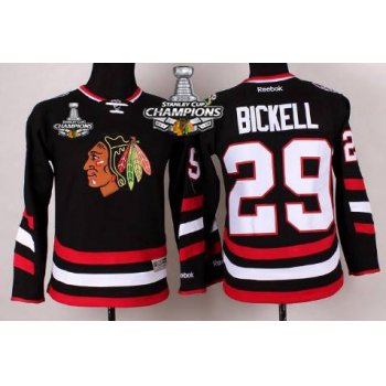 Chicago Blackhawks #29 Bryan Bickell 2014 Stadium Series Black Kids Jersey W/2015 Stanley Cup Champion Patch