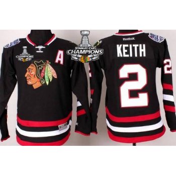 Chicago Blackhawks #2 Duncan Keith 2014 Stadium Series Black Kids Jersey W/2015 Stanley Cup Champion Patch