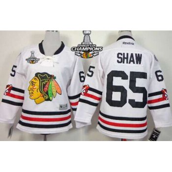 Chicago Blackhawks #65 Andrew Shaw 2015 Winter Classic White Kids Jersey W/2015 Stanley Cup Champion Patch