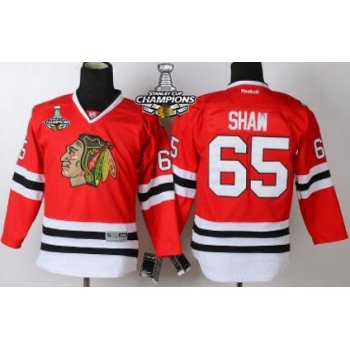 Chicago Blackhawks #65 Andrew Shaw Red Kids Jersey W/2015 Stanley Cup Champion Patch