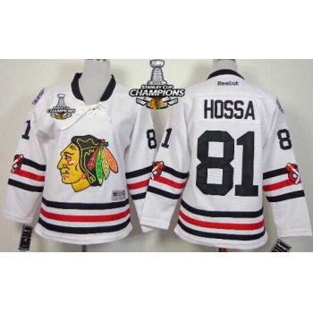 Chicago Blackhawks #81 Marian Hossa 2015 Winter Classic White Kids Jersey W/2015 Stanley Cup Champion Patch