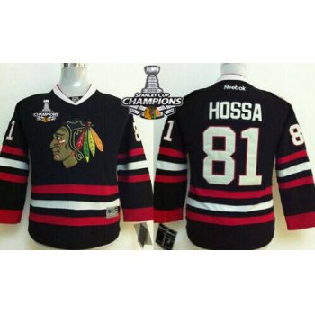 Chicago Blackhawks #81 Marian Hossa Black Kids Jersey W/2015 Stanley Cup Champion Patch