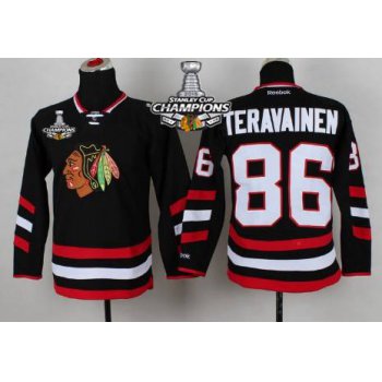 Chicago Blackhawks #86 Teuvo Teravainen Punk 2014 Stadium Series Black Kids Jersey W/2015 Stanley Cup Champion Patch